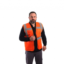Unisex Turuncu Mühendis Tipi İkaz Yeleği