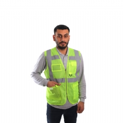Unisex Yeşil Mühendis Tipi İkaz Yeleği